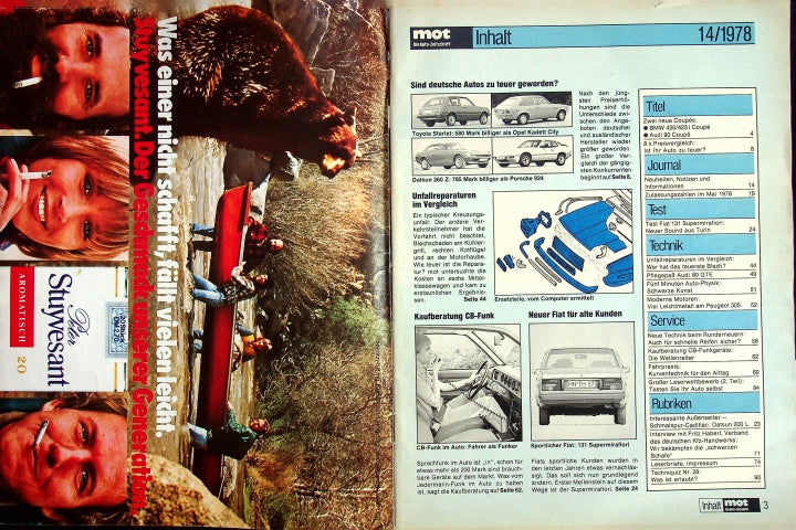 Inhaltsverzeichnis MOT 14/1978