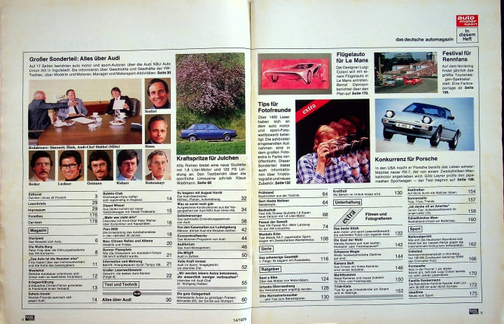 Inhaltsverzeichnis Auto Motor und Sport 14/1979