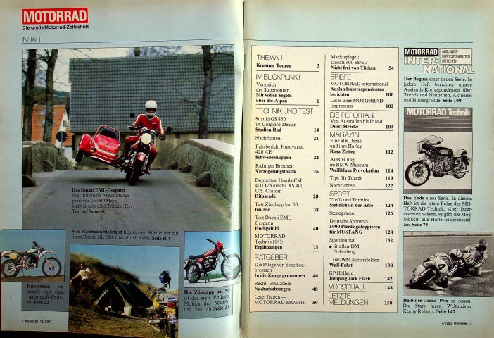 Inhaltsverzeichnis Motorrad 14/1980