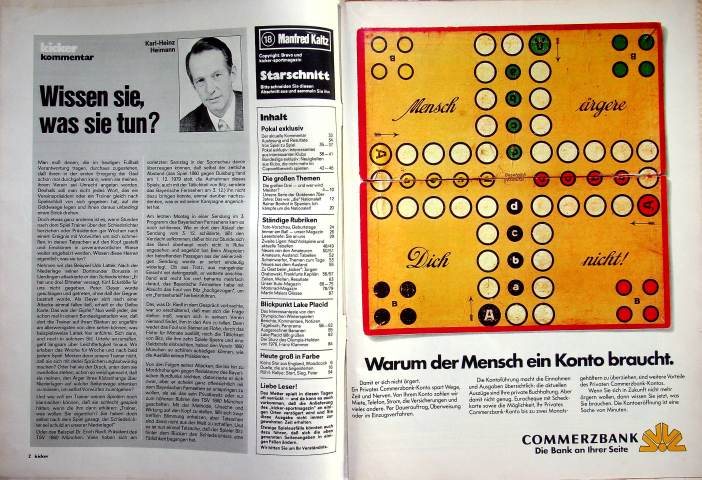 Inhaltsverzeichnis Kicker 14/1980