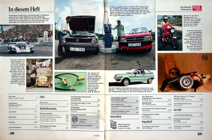 Inhaltsverzeichnis Auto Motor und Sport 14/1982