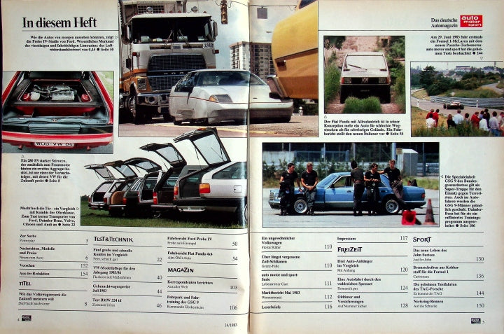 Inhaltsverzeichnis Auto Motor und Sport 14/1983