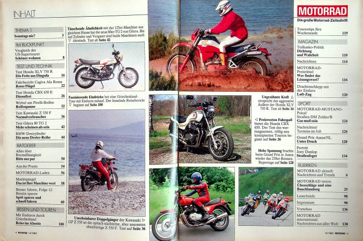 Inhaltsverzeichnis Motorrad 14/1983