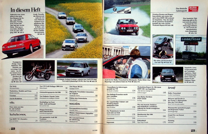 Inhaltsverzeichnis Auto Motor und Sport 14/1984