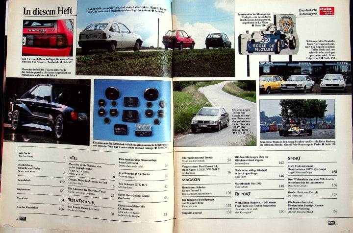 Inhaltsverzeichnis Auto Motor und Sport 14/1985