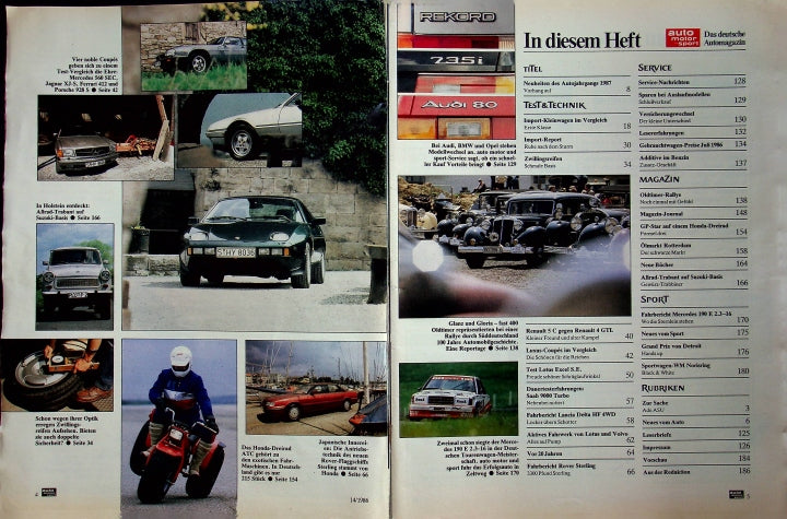 Inhaltsverzeichnis Auto Motor und Sport 14/1986