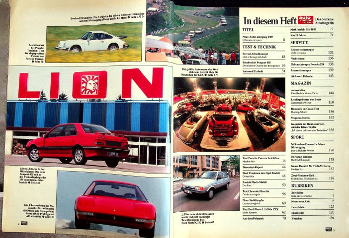 Inhaltsverzeichnis Auto Motor und Sport 14/1987