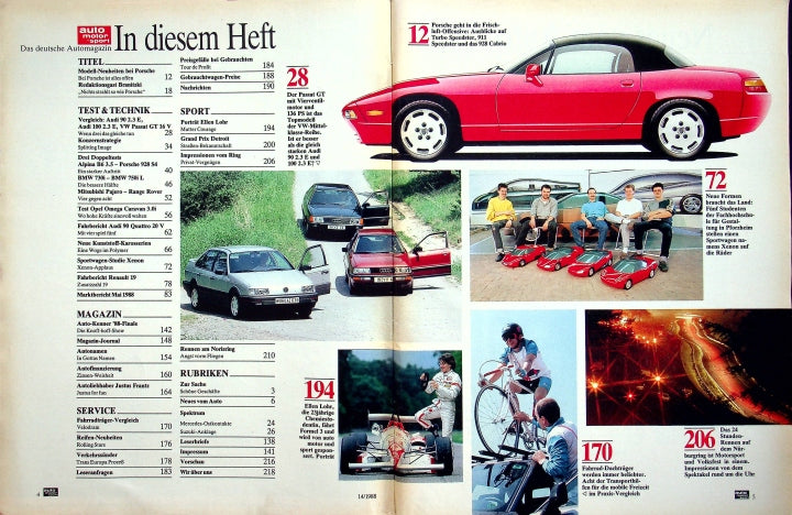 Inhaltsverzeichnis Auto Motor und Sport 14/1988