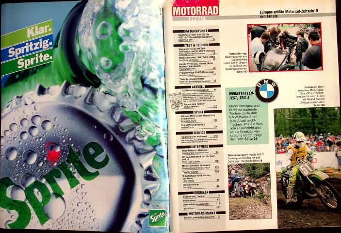 Inhaltsverzeichnis Motorrad 14/1988