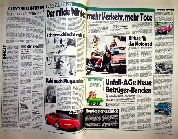Inhaltsverzeichnis Auto Bild 14/1988