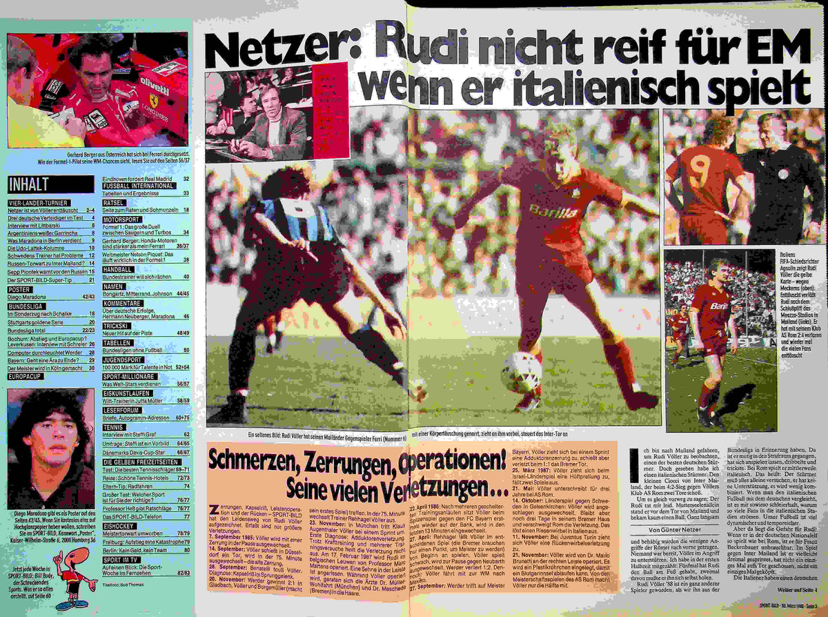 Inhaltsverzeichnis Sport Bild 14/1988