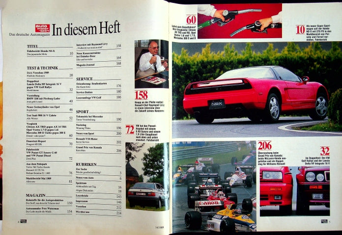 Inhaltsverzeichnis Auto Motor und Sport 14/1989