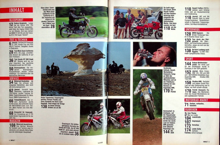 Inhaltsverzeichnis Motorrad 14/1990