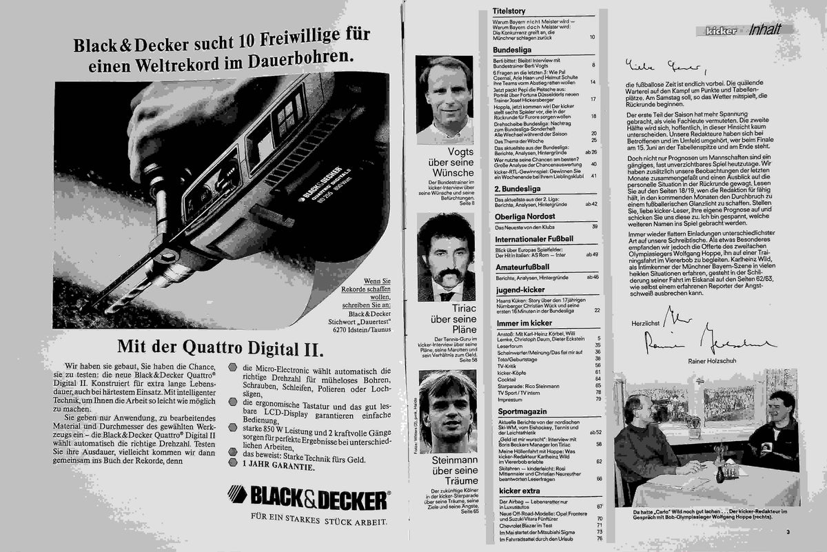 Inhaltsverzeichnis Kicker 14/1991