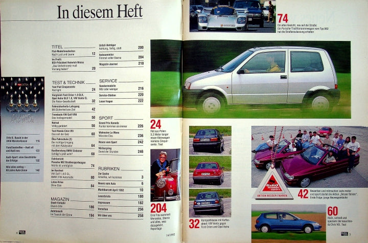 Inhaltsverzeichnis Auto Motor und Sport 14/1992