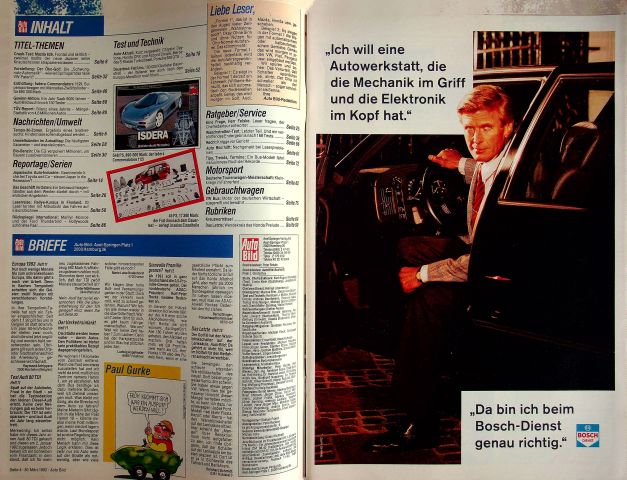 Inhaltsverzeichnis Auto Bild 14/1992