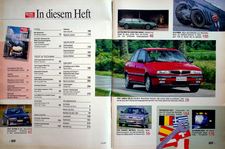 Inhaltsverzeichnis Auto Motor und Sport 14/1993