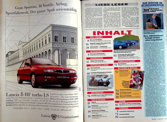 Inhaltsverzeichnis Auto Bild 14/1994