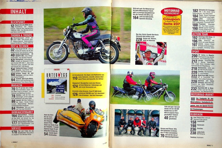 Inhaltsverzeichnis Motorrad 14/1995