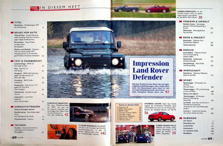 Inhaltsverzeichnis Auto Motor und Sport 14/1996