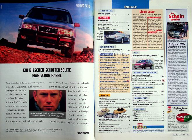 Inhaltsverzeichnis Auto Bild 14/1998