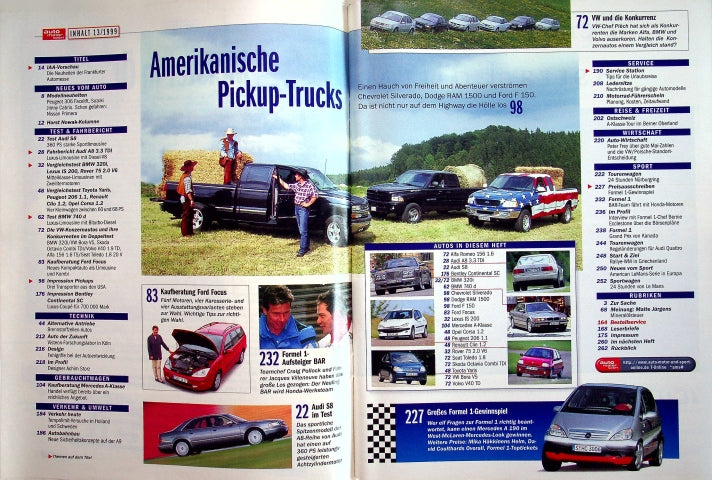 Inhaltsverzeichnis Auto Motor und Sport 14/1999