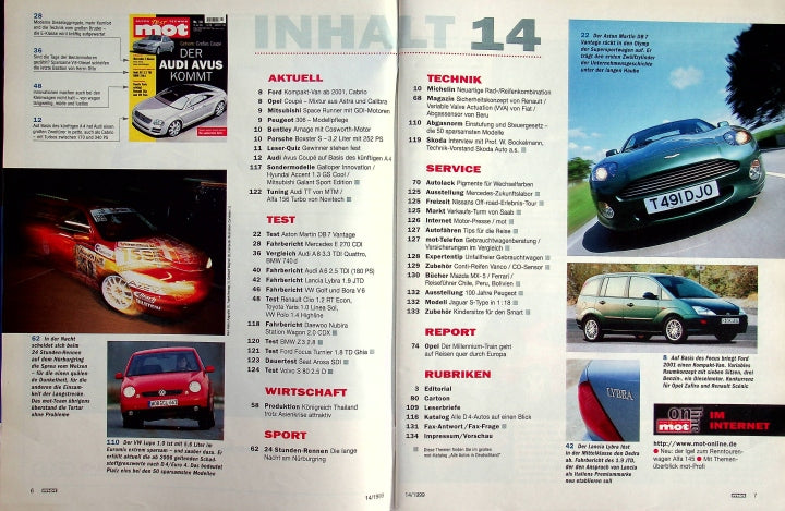 Inhaltsverzeichnis MOT 14/1999