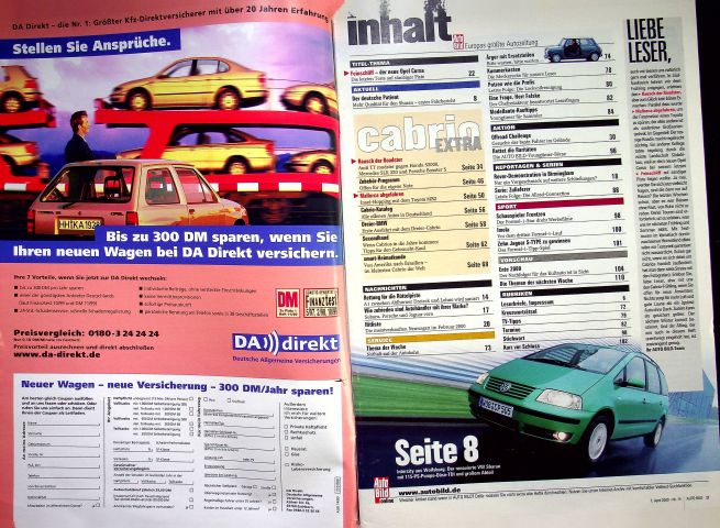 Inhaltsverzeichnis Auto Bild 14/2000