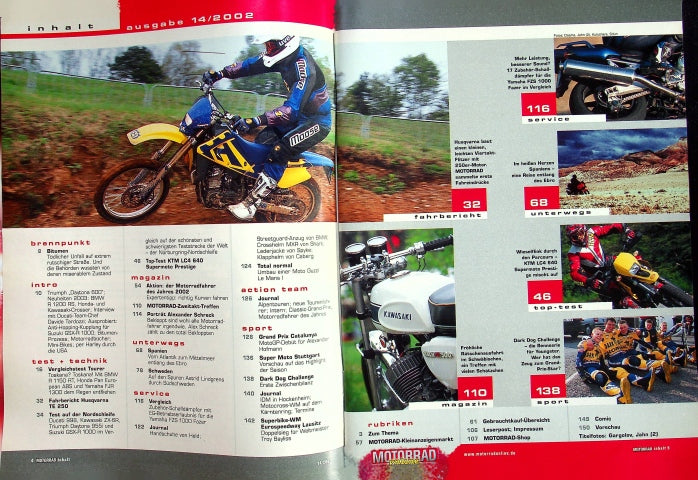 Inhaltsverzeichnis Motorrad 14/2002