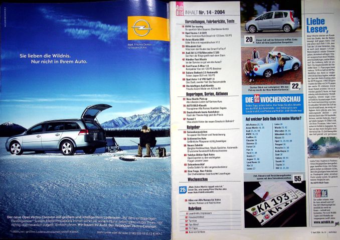 Inhaltsverzeichnis Auto Bild 14/2004
