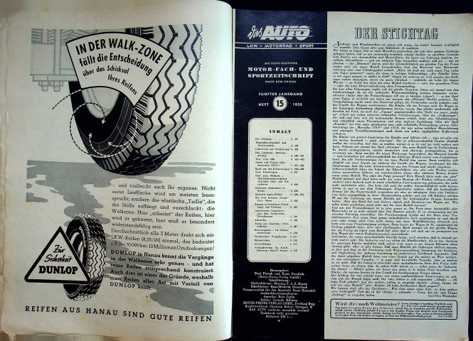 Inhaltsverzeichnis Auto Motor und Sport 15/1950