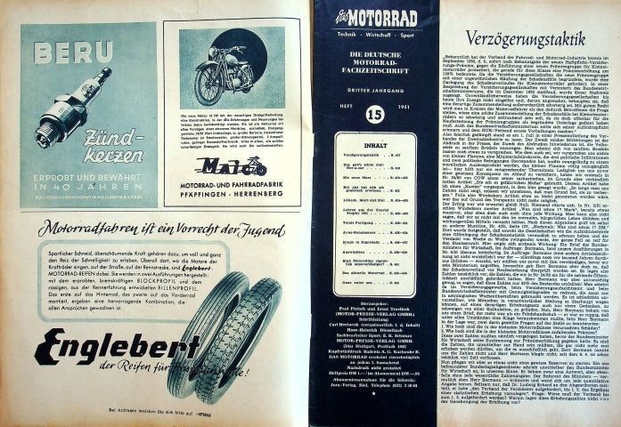 Inhaltsverzeichnis Motorrad 15/1951