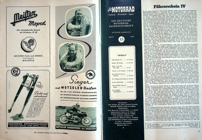 Inhaltsverzeichnis Motorrad 15/1953