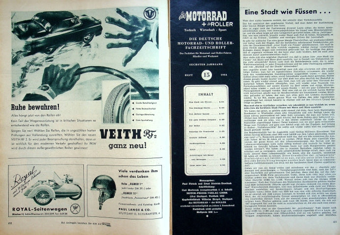 Inhaltsverzeichnis Motorrad 15/1954