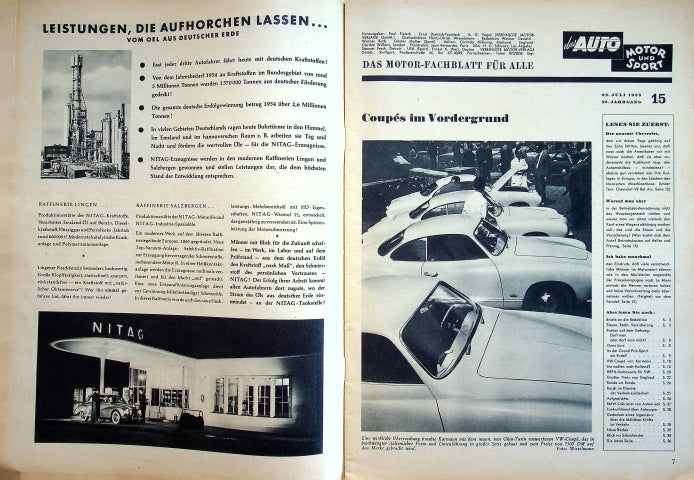 Inhaltsverzeichnis Auto Motor und Sport 15/1955