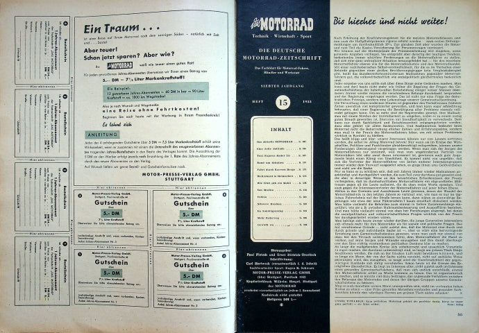 Inhaltsverzeichnis Motorrad 15/1955