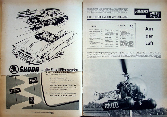 Inhaltsverzeichnis Auto Motor und Sport 15/1956