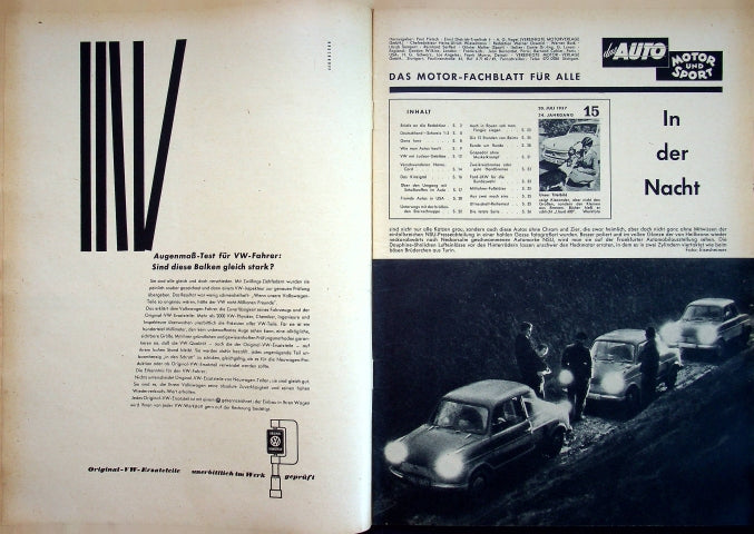 Inhaltsverzeichnis Auto Motor und Sport 15/1957