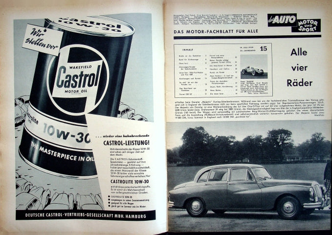 Inhaltsverzeichnis Auto Motor und Sport 15/1958