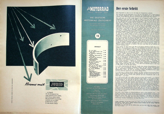 Inhaltsverzeichnis Motorrad 15/1958