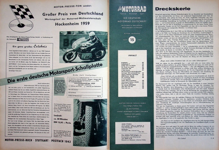 Inhaltsverzeichnis Motorrad 15/1959
