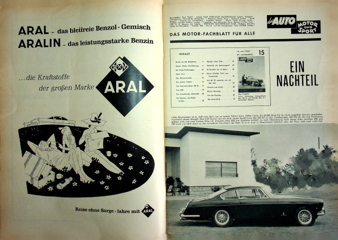 Inhaltsverzeichnis Auto Motor und Sport 15/1960