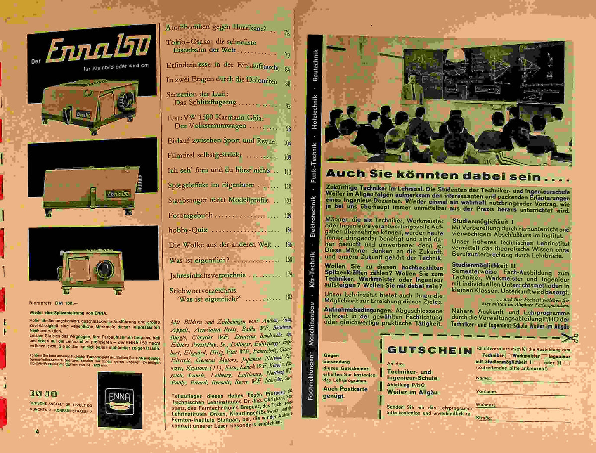 Inhaltsverzeichnis Hobby 15/1961