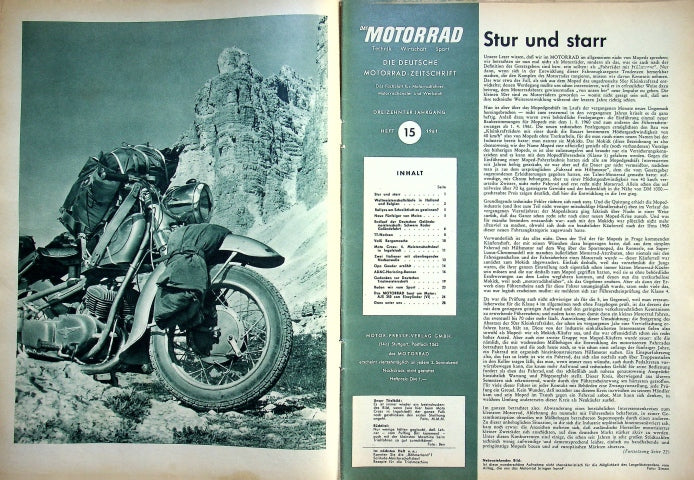 Inhaltsverzeichnis Motorrad 15/1961