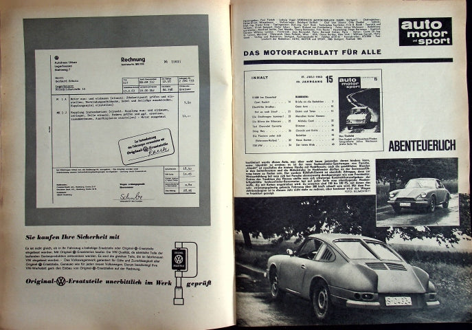 Inhaltsverzeichnis Auto Motor und Sport 15/1963