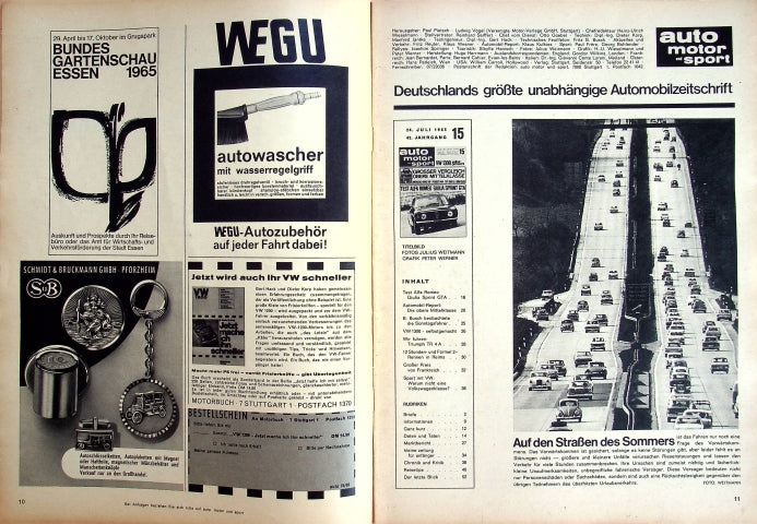 Inhaltsverzeichnis Auto Motor und Sport 15/1965