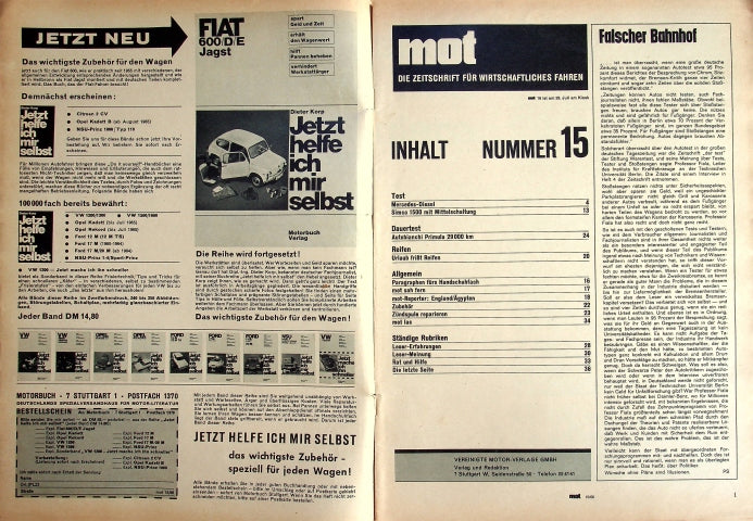 Inhaltsverzeichnis MOT 15/1966