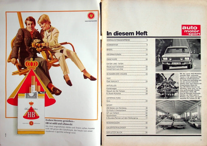 Inhaltsverzeichnis Auto Motor und Sport 15/1969