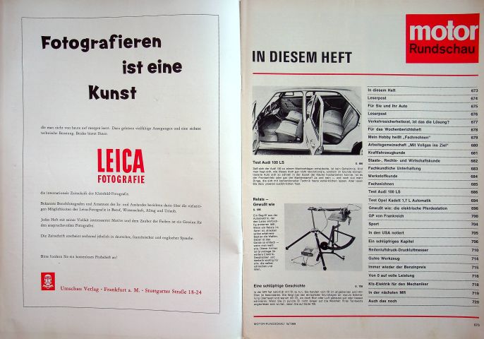 Inhaltsverzeichnis Motor Rundschau 15/1969