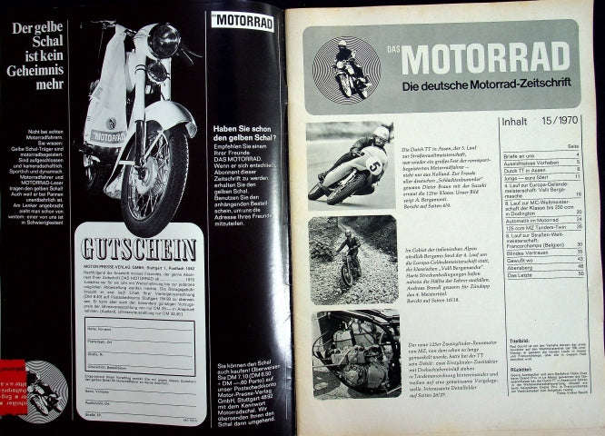Inhaltsverzeichnis Motorrad 15/1970